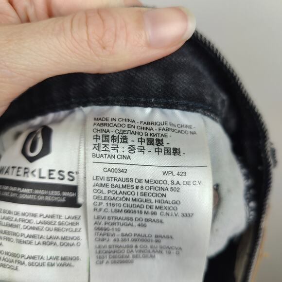 Levis 501 Original Shorts Womens 29 Trashed Black Distressed Cut Offs Button Fly - Picture 6 of 9